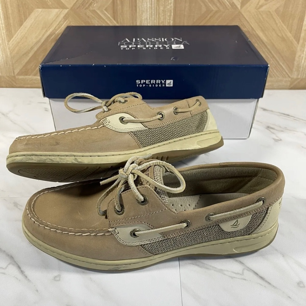 Sperry Top Sider Womens Bluefish 2 Eye Linen Oat - Size 9